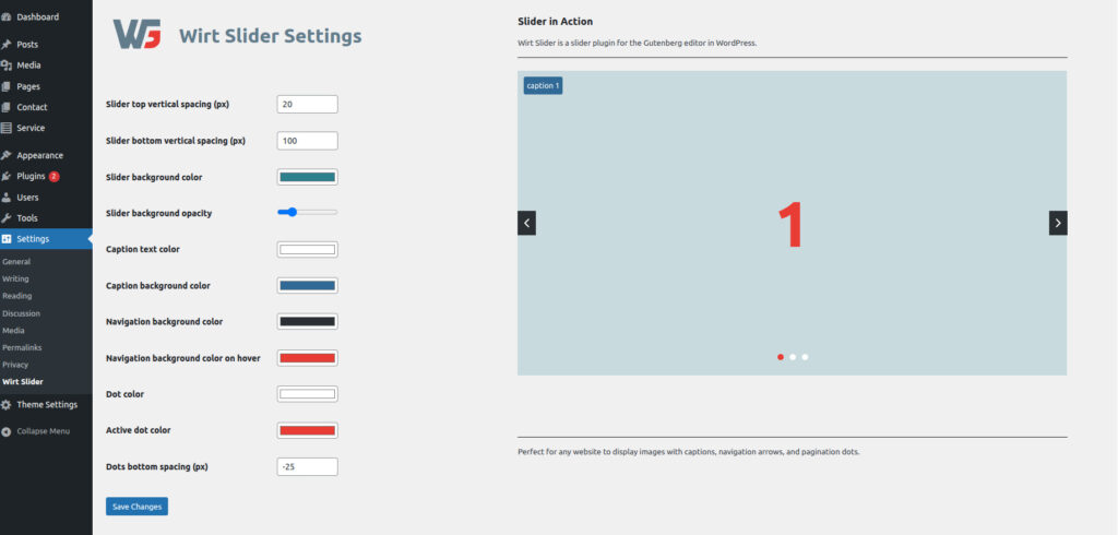 Wirt Slider General Settings