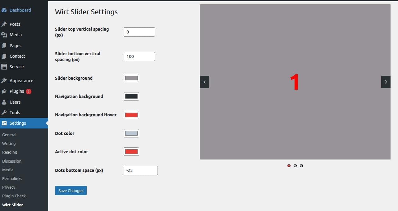 Wirt Slider plugin: general settings