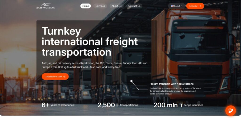 KazEvroTrans — Corporate Website for a Transportation and Logistics Company